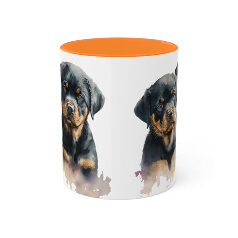 Rottweiler Pupies - Color Accent Mugs, 11oz